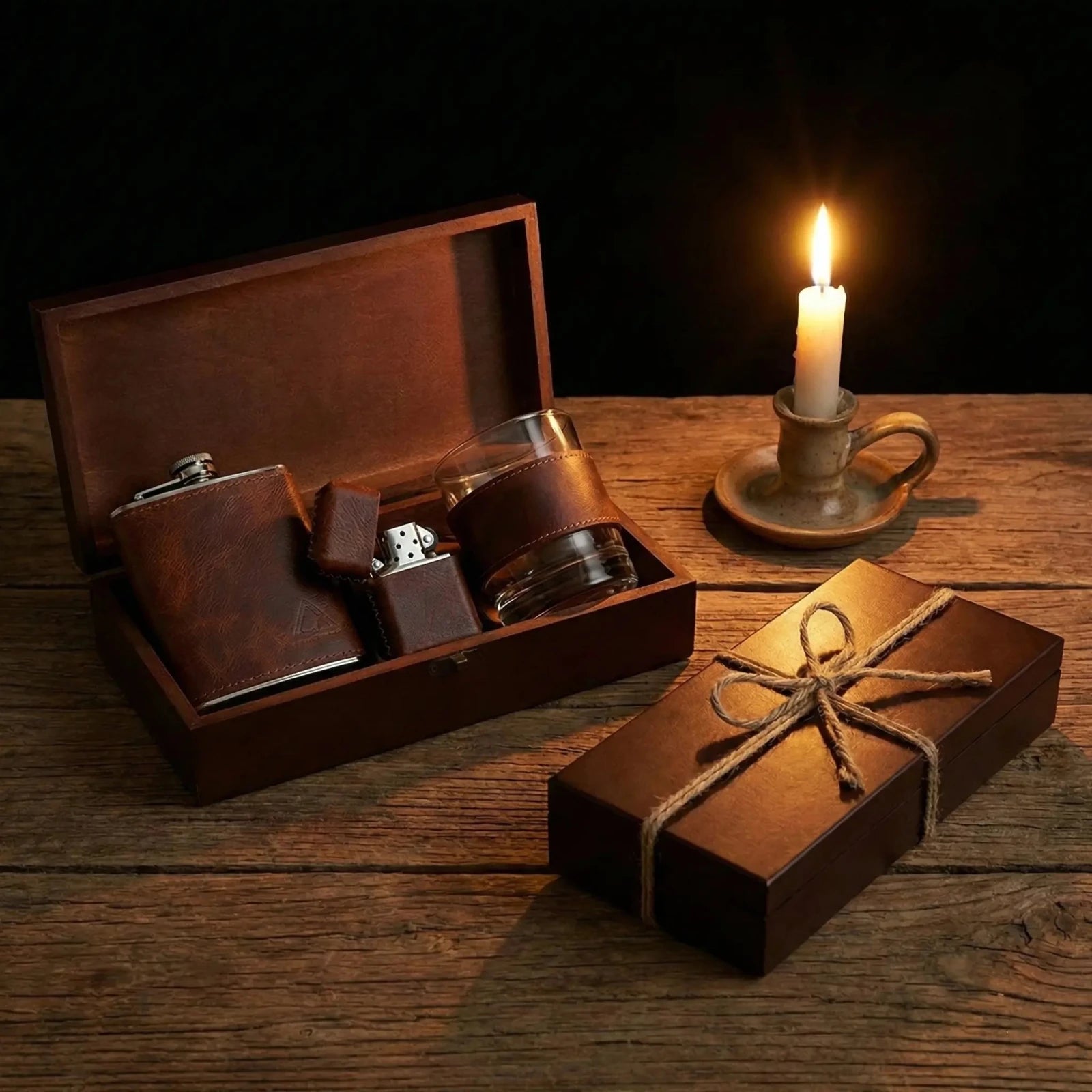Handmade Long Box - Ahşap Kutu (Model 1 ) - El Yapımı Gerçek Deri | Retro Pelle