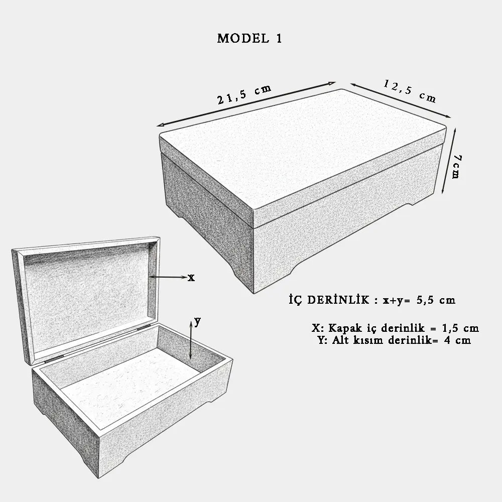Handmade Long Box - Ahşap Kutu (Model 1 ) - El Yapımı Gerçek Deri | Retro Pelle