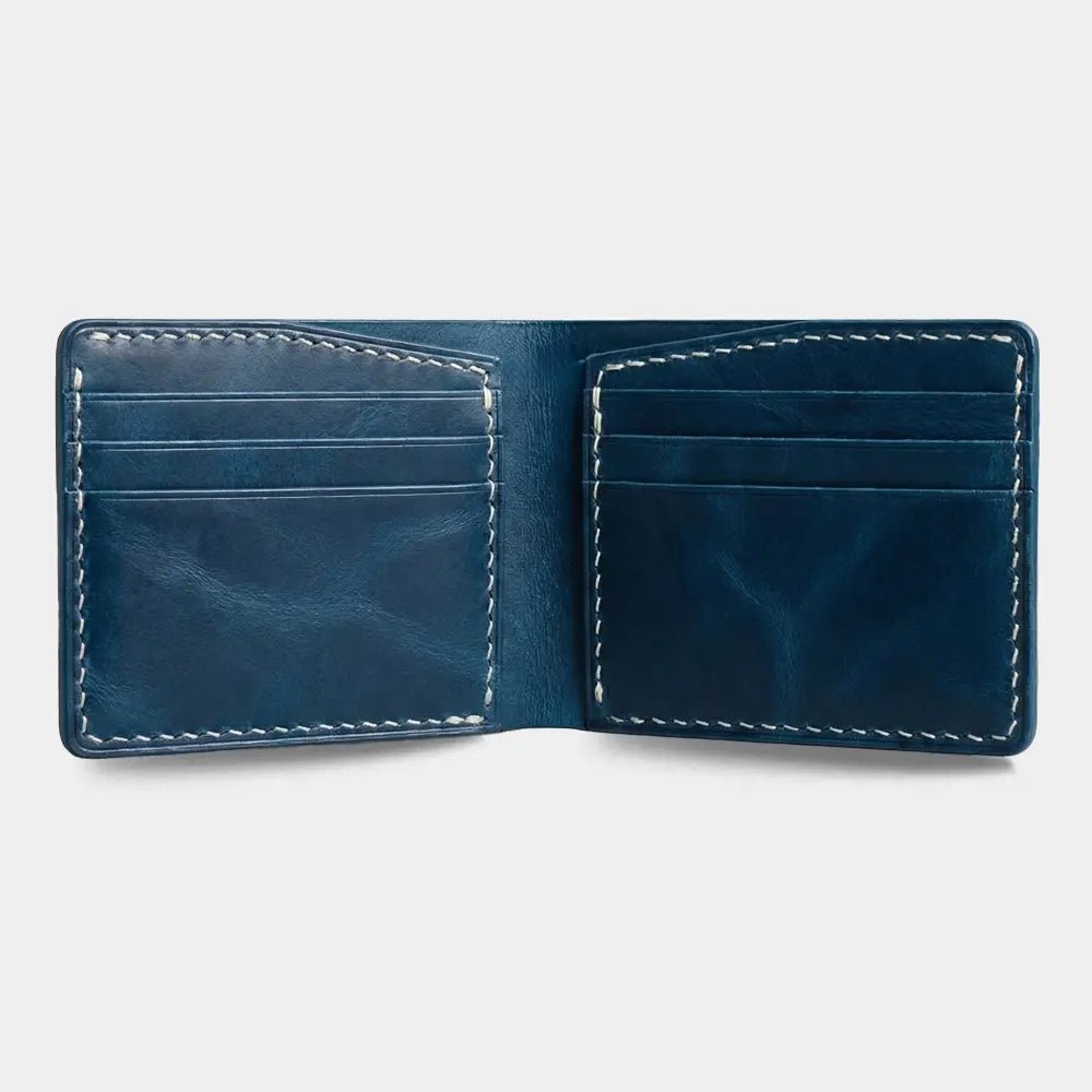 Klasik Erkek Deri Cüzdan - Classical Serisi - El Yapımı Gerçek Deri Hakiki Deri Cüzdan - Mavi | Retro Pelle