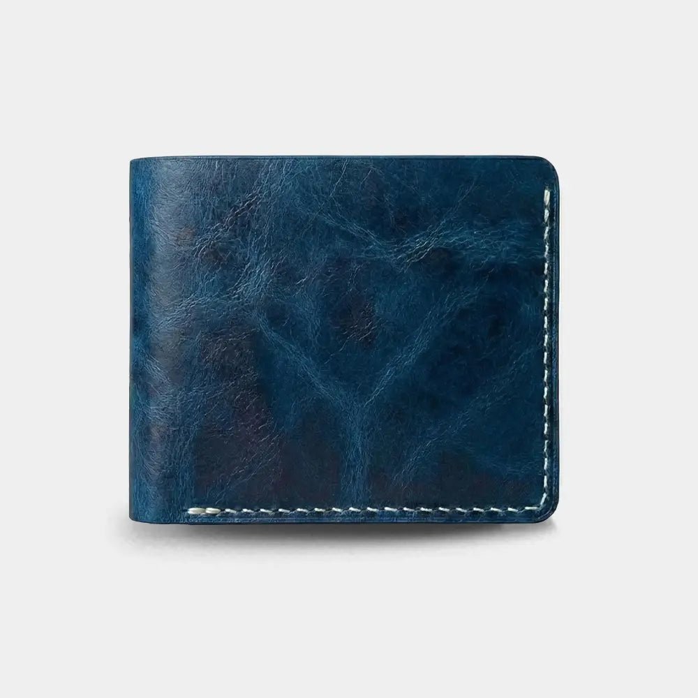 Klasik Erkek Deri Cüzdan - Classical Serisi - El Yapımı Gerçek Deri Hakiki Deri Cüzdan - Mavi | Retro Pelle