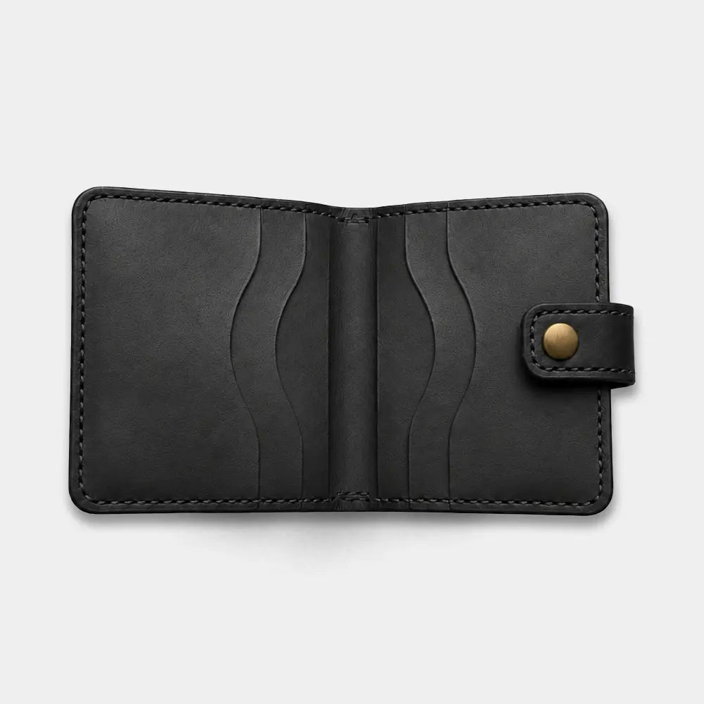 Pirinç Çıtçıtlı Deri Cüzdan - Minimalist Tasarım Serisi - El Yapımı Gerçek Deri Hakiki Deri Cüzdan | Retro Pelle
