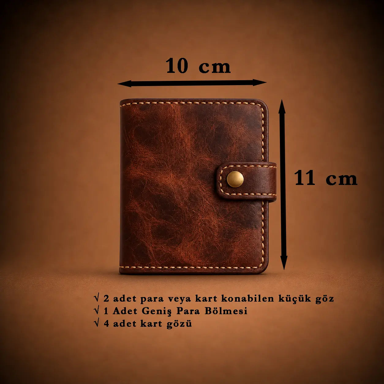 Minibox Deri Cüzdan ölçü ve kapasite